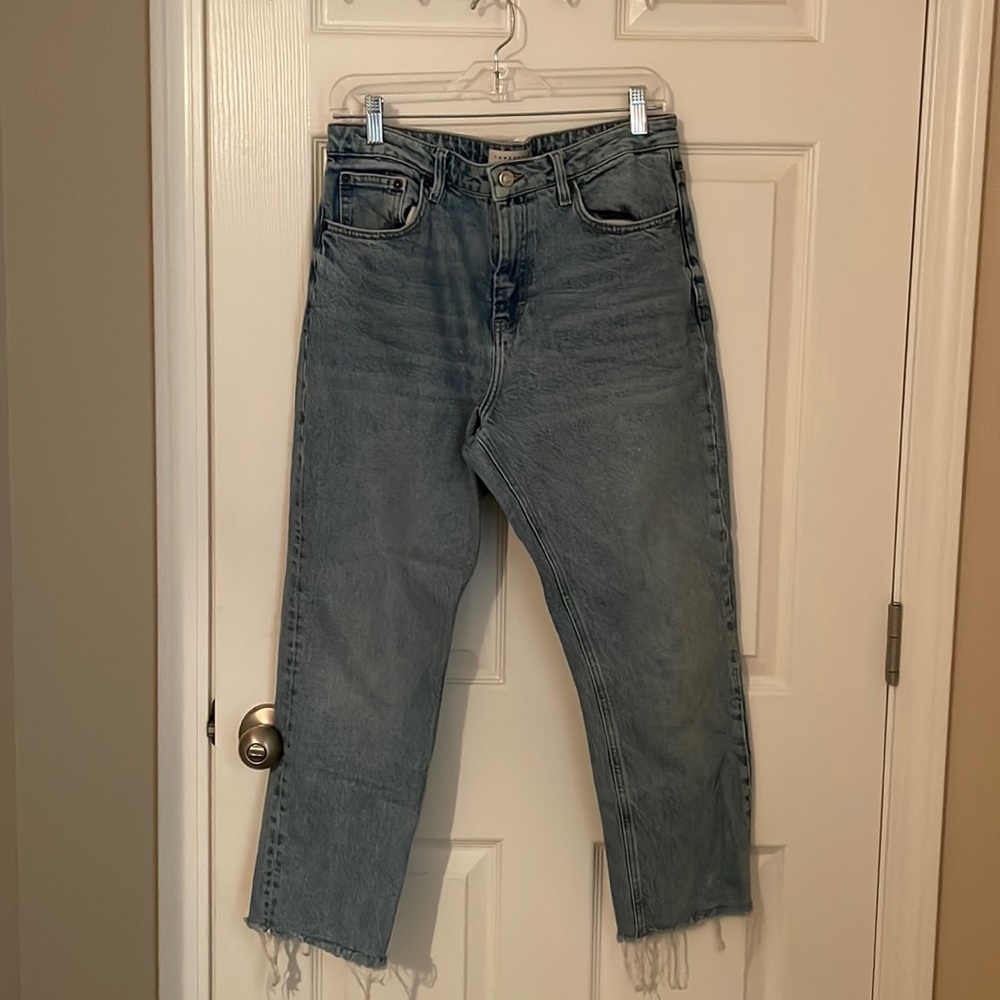 High waist straight leg blue Jean